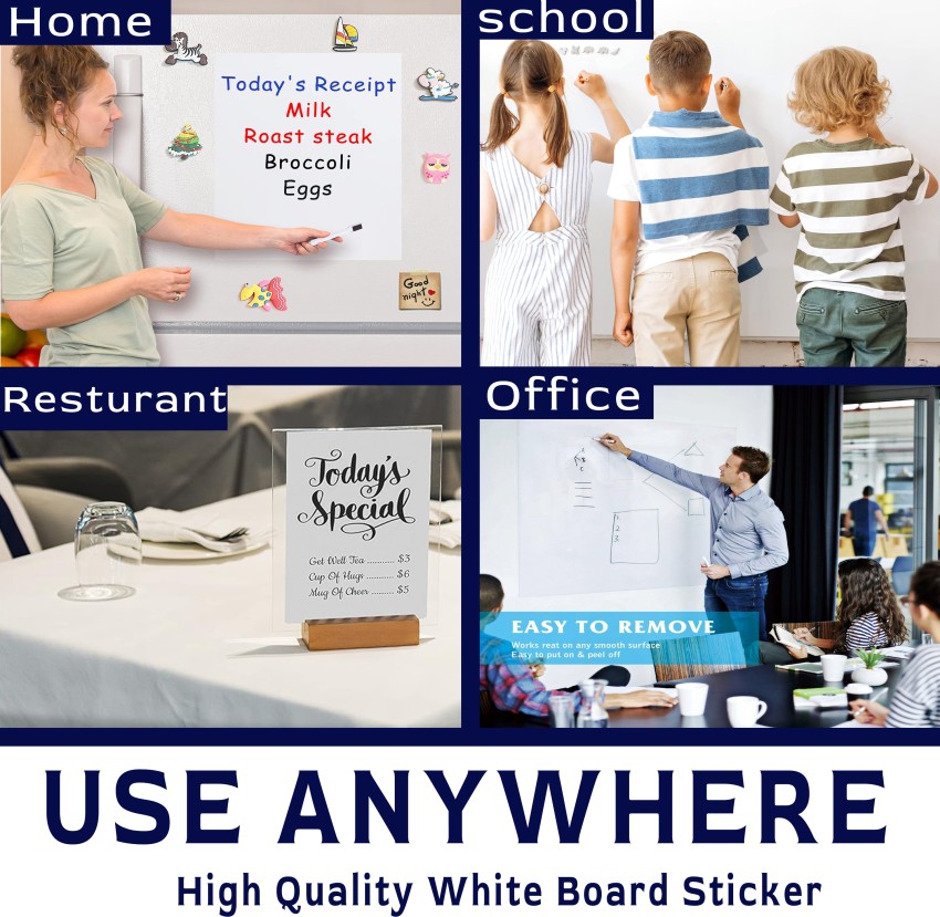 Levin 508 cm Self-Adhesive White Board Sticker Removable, Whiteboard  Sticker Wall Decal Vinyl Peel and Stick Paper for School, Office, Home,  College Kids Drawing Wallpaper (45cmx200cm) Removable Sticker Price in  India 