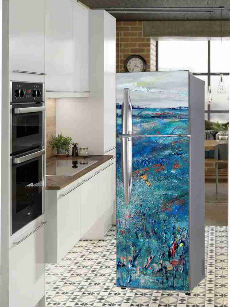 Sticker frigo électroménager déco cuisine Design rouge -  Dimensions:60x170cm fond:Fond Blanc - Cdiscount Maison