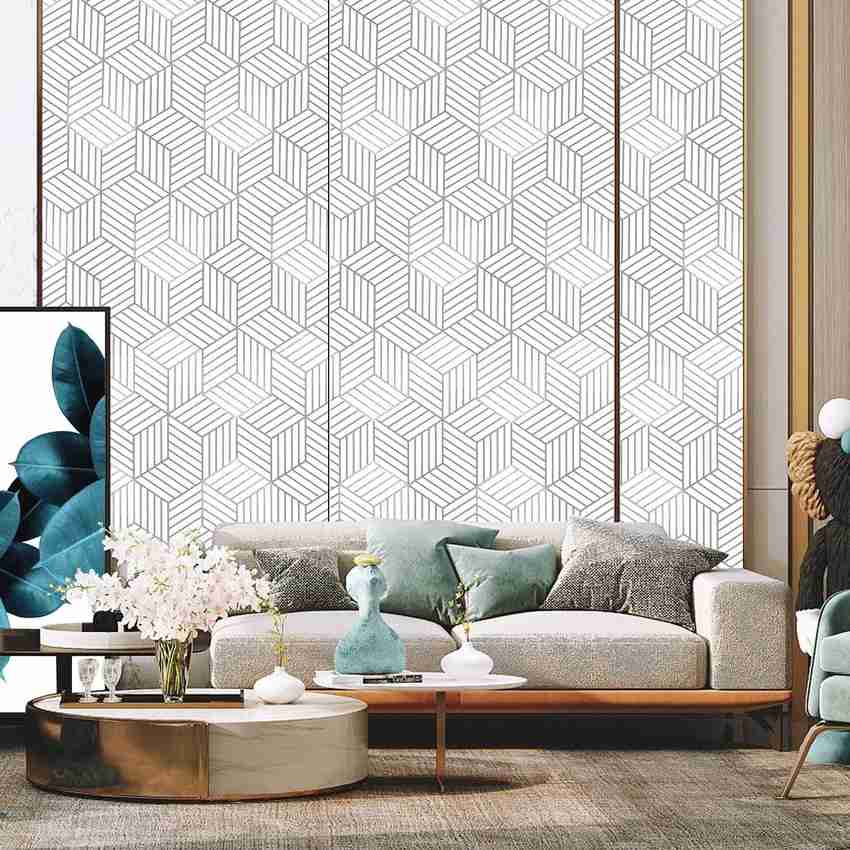 Silver geometric wallpaper deals