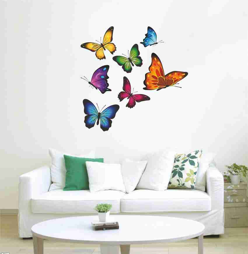 Flipkart SmartBuy 37 cm Colorful Butterflies Wall PVC Vinyl Multicolour Self Adhesive Sticker