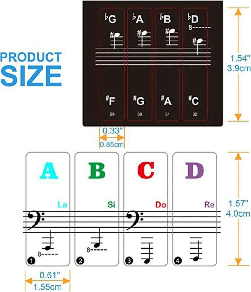 D \u0026 Y 9.906 cm پیانو کی بورڈ اسٹیکرزD \u0026 Y 9.906 cm پیانو کی بورڈ اسٹیکرز  