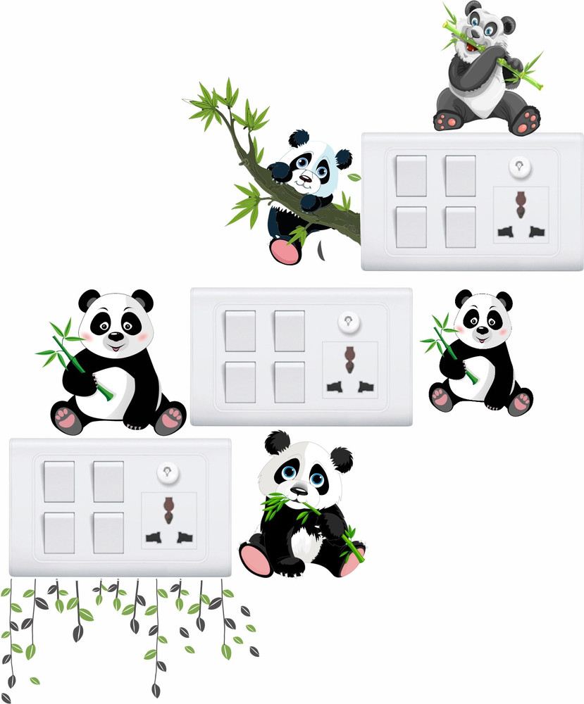 Approach Decor 60 cm Animals Cartoon Panda Switchboard Sticker For Bedroom Living Room Kids Room Self Adhesive Sticker