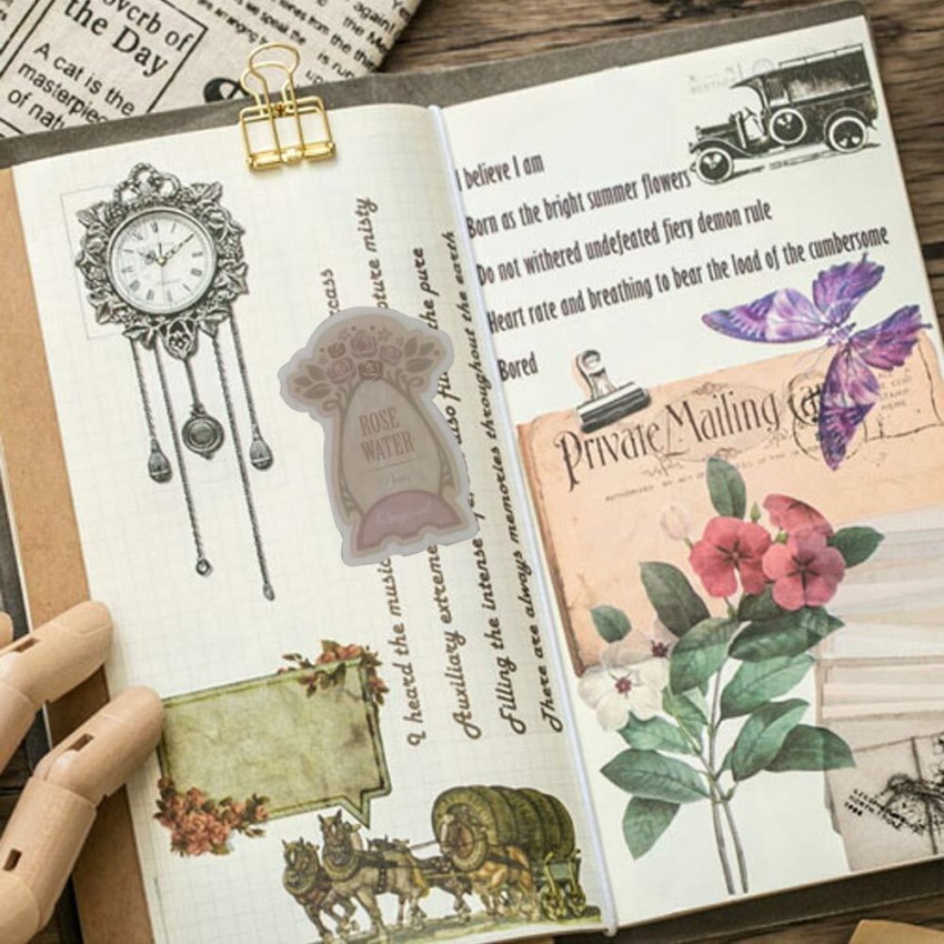 HASTHIP 5 cm Vintage Ephemera Pack, Romantic Easy Self-Adhesive Plants  Floral Style Decoration Note Paper Stickers for Card Stock Scrapbook  Letters Notebook Card Making DIY (Spend time) Self Adhesive Sticker Price in