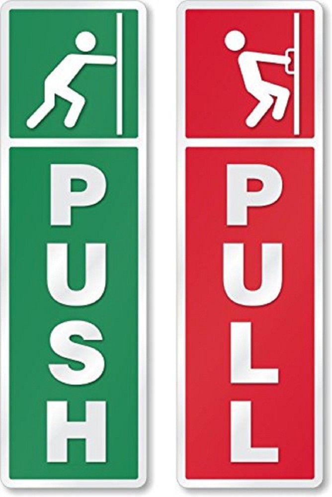 Asmi Collections 18 cm Self Adhesive Push and Pull Sign Stickers - Set of 4  Removable Sticker