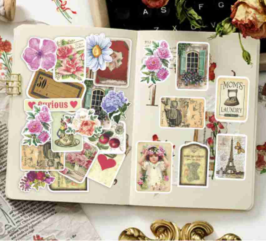 FlyBuy Hub 5.08 cm Beautiful High Quality Vintage Stickers For journal Use  Pack Of 60 Stickers Self Adhesive Sticker Price in India - Buy FlyBuy Hub  5.08 cm Beautiful High Quality Vintage