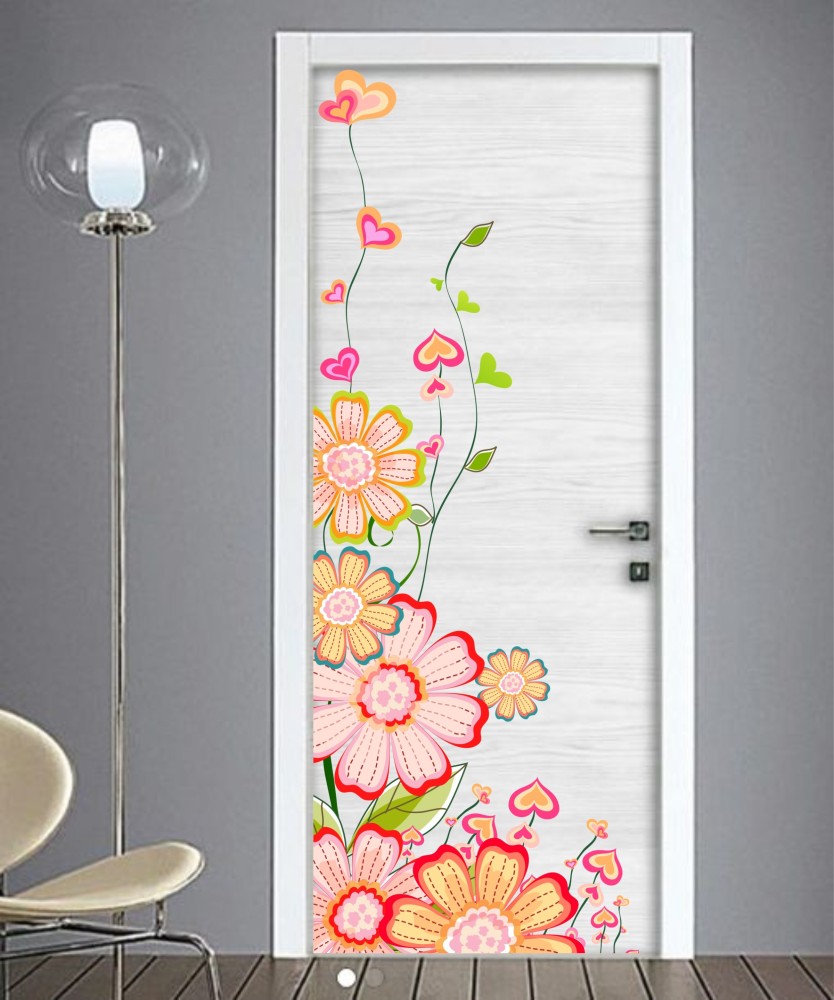 sr enterprises 129 cm botanical flower door design(38x129) Self ...