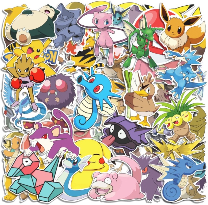 Rousrie 7.62 cm (Pack of 50), Non duplicate, Cute pokemon stickers for  laptops, journals, scrapbooking , decoration, guitar Self Adhesive Sticker  Price in India - Buy Rousrie 7.62 cm (Pack of 50)