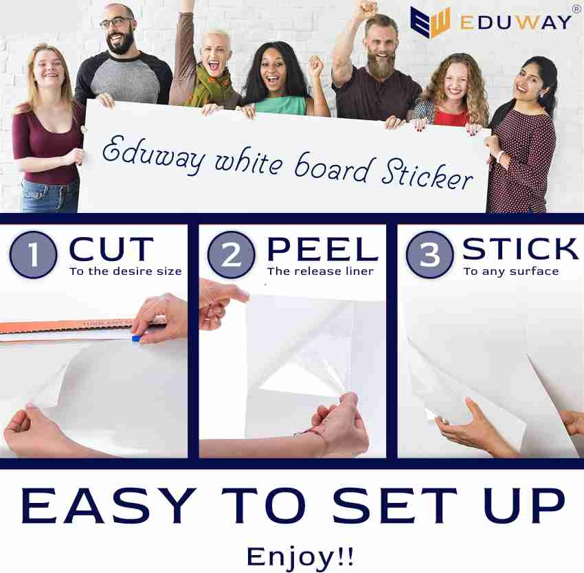 Eduway 90 cm Multi-Purpose Vinyl Whiteboard Sticker, Size : 1.5x2 Ft., Easily Erasable and Waterproof, For Office, home, Study and Other Purposes