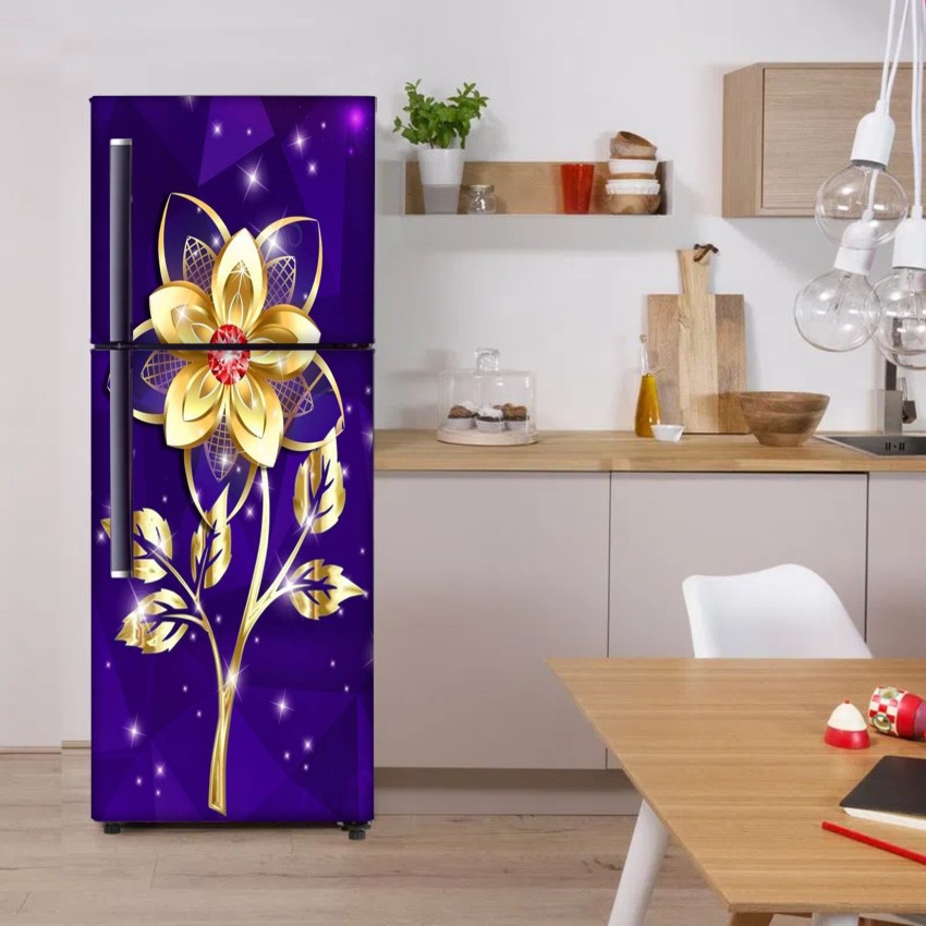 Archi Graphics Studio 61 cm Decorative large Double door Fridge wallPaper  White and Pink Rose flowers on with white Leaf shadable PVC fridge Wall  Paper  Removable Sticker Price in India 