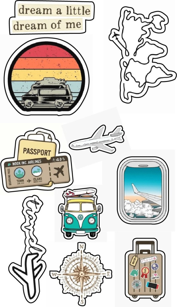 PHONE ANTICS 3.81 cm Travel Themed Stickers, DIY Decoration