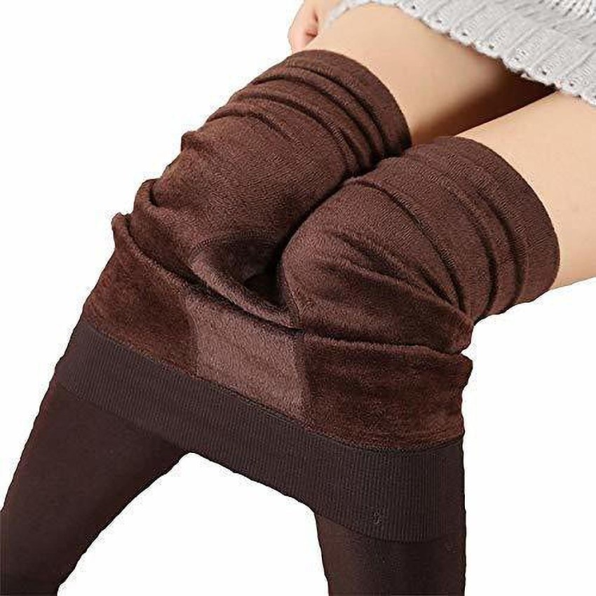 JMT Wear Women Fleece Lined Tights Fake Translucent Thermal