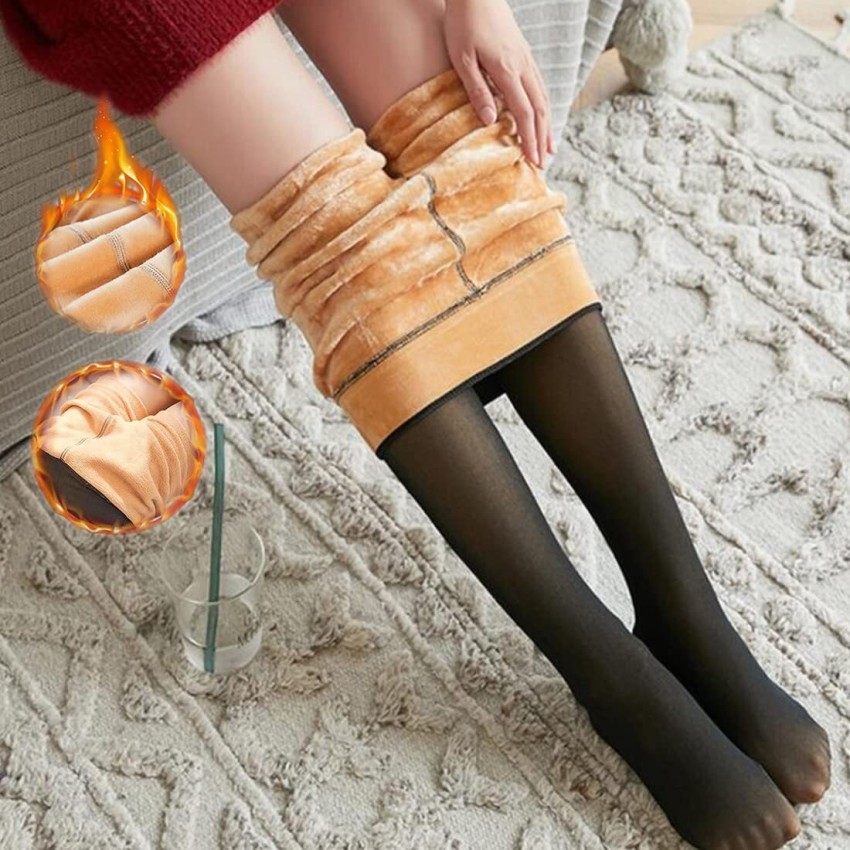 Thermal Stockings Woman Panty Fleece Lined Tights Fake Translucent Pantyhose  Women Warm Leggings Hight Waist Skinny
