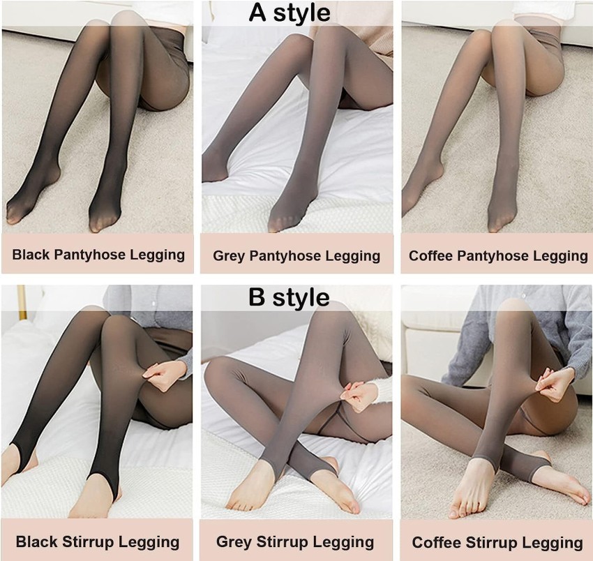 KETKAR Women Warm Fleece Lined Sheer Thick Tights, Fake Translucent Thermal Pantyhose  Leggings, Winter Slim Leggings_Black_S : : Fashion