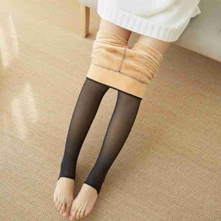 WKLOUYHE Girl's Fake Translucent Warm Fleece Lined Tights Leggings