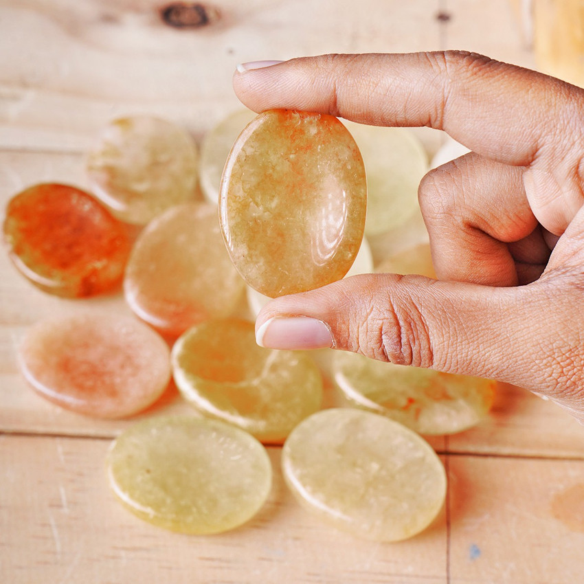 Shubhanjali Yellow Aventurine Thumb Worry Stone for reiki healing crystals Vastu Meditation Polished Oval Crystal Stone Price in India Buy Shubhanjali Yellow Aventurine Thumb Worry Stone for reiki hea...