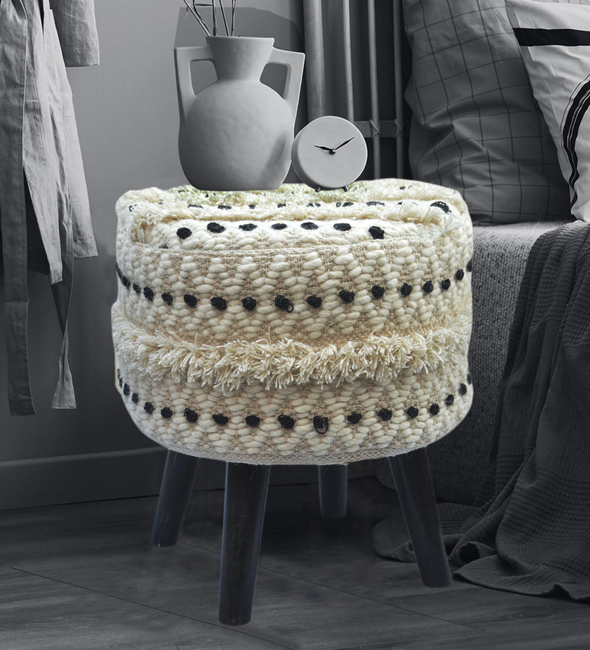 Handloom pouf hot sale stool