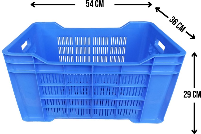 Singhal Plastic Storage Heavy Duty Multipurpose Rectangular Storage Box  Crates (495mm x 320mm x 240mm) Blue