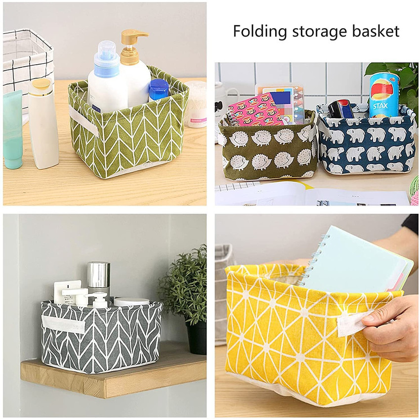 Anaant Cotton 4 Large Clothing Storage Basket Mini Foldable