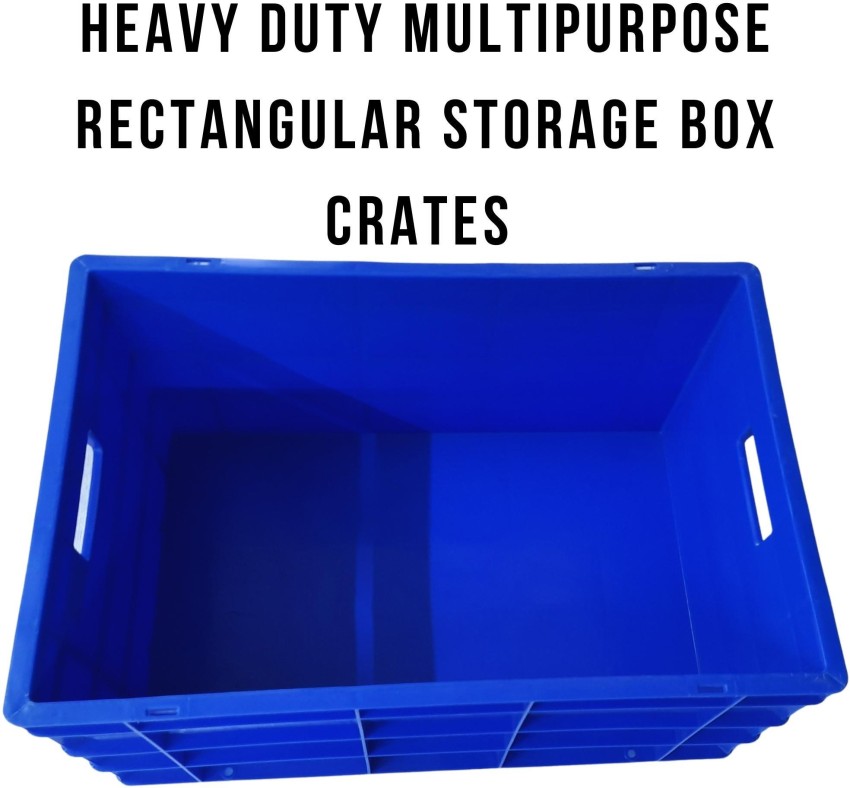 Singhal Plastic Storage Heavy Duty Multipurpose Rectangular Storage Box  Crates (495mm x 320mm x 240mm) Blue