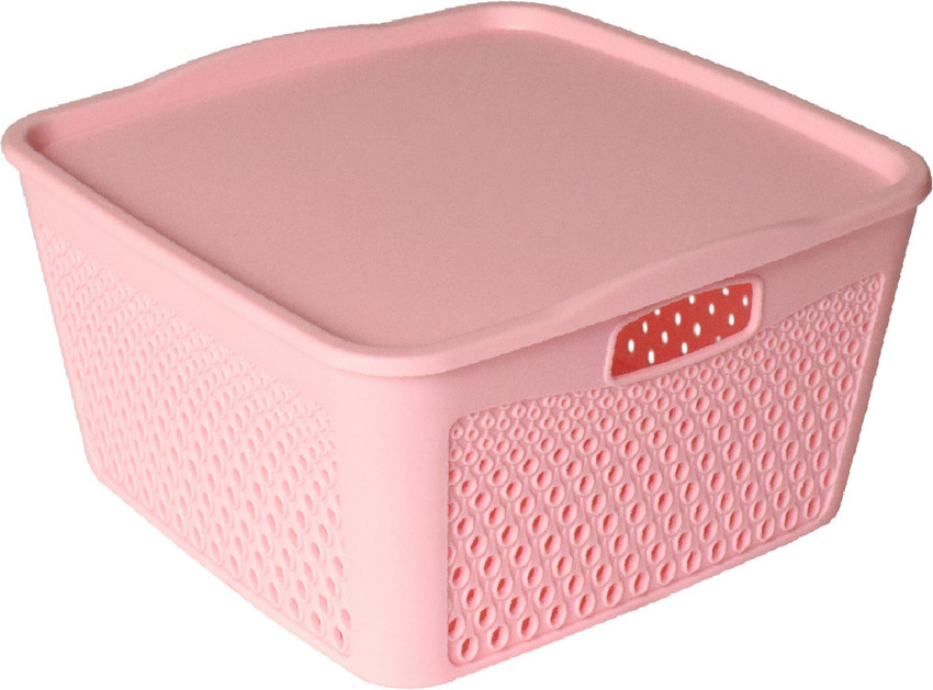 HOMESTIC Plastic Square Shape Plastic Storage Baskets with lid