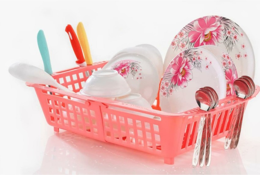 Multicolor Plastic Sink Dish Drainer Drying Rack, For Multipurpose Use