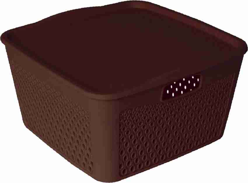 Brown plastic store storage bins