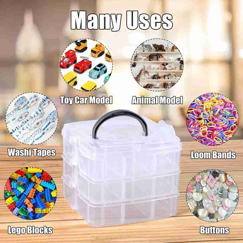 Remang 3 Layer Clear Plastic Stackable Art & Craft Storage Box with 18  Compartments Storage Box Price in India - Buy Remang 3 Layer Clear Plastic  Stackable Art & Craft Storage Box