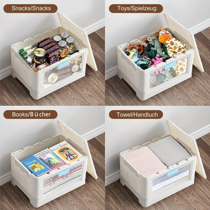 HomeCloud Storage Bins with Lid and Clear Door Plastic Collapsible Books  Container Folding Storage Box Price in India - Buy HomeCloud Storage Bins  with Lid and Clear Door Plastic Collapsible Books Container