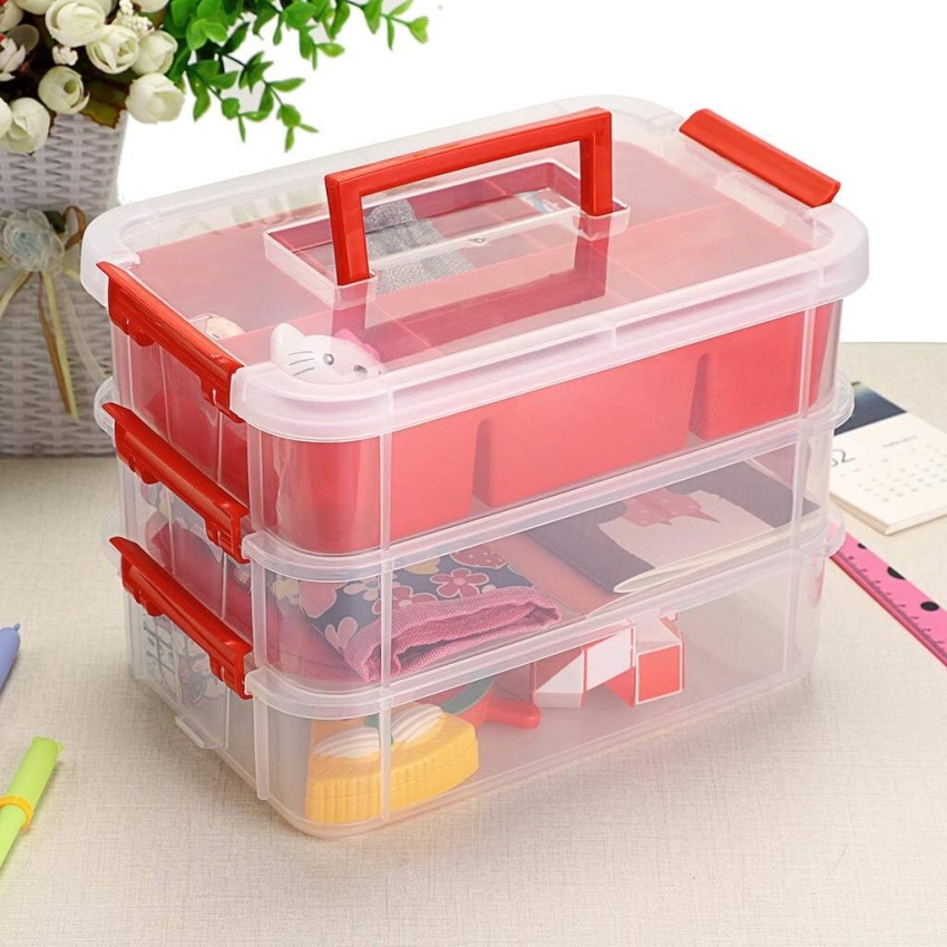 2 Layer Stack & Carry Box, Plastic Multipurpose Portable Storage
