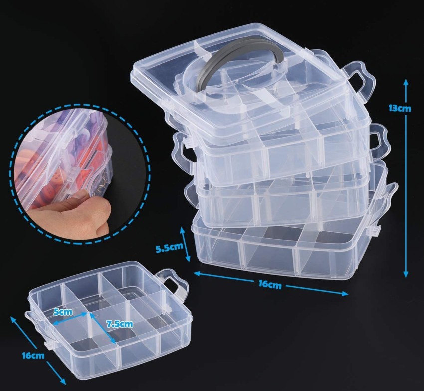 Remang 3 Layer Clear Plastic Stackable Art & Craft Storage Box