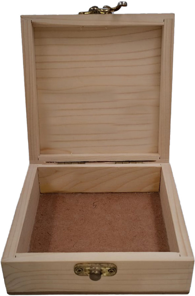 Unfinished wooden box with lock on sale