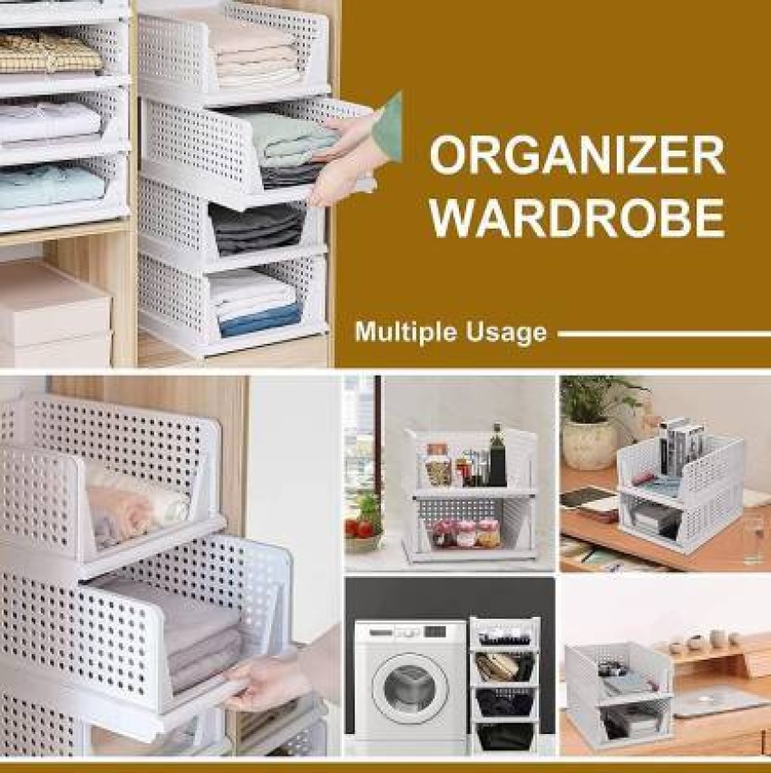 MECHON Clothes Organizer for Wardrobe Cupboard Organizer for Clothes  Foldable and Stackable Closet Organizer Drawer Organizer