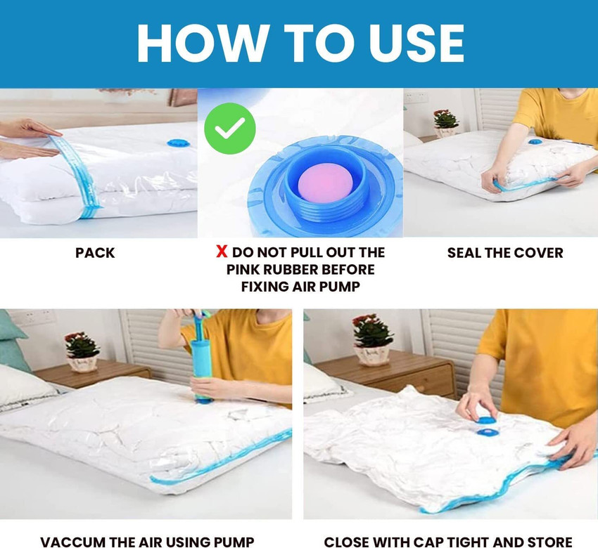 MOOZICO Space Saver Pack of 5 Reusable Vacuum Storage Ziplock
