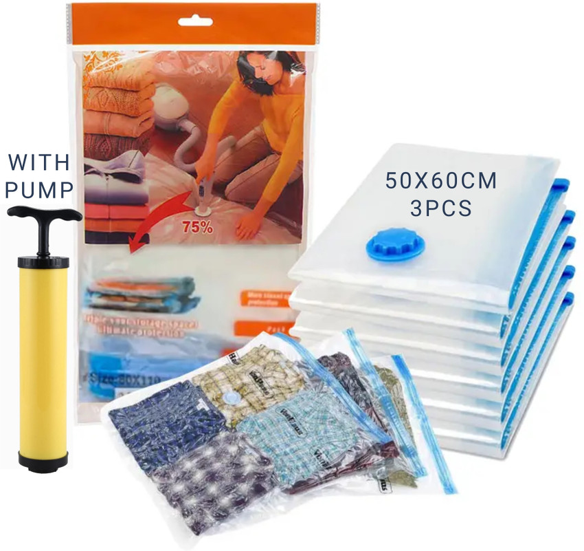 Prievado 50x60cm Vacuum Storage Bag Airtight Transparent 3x Space