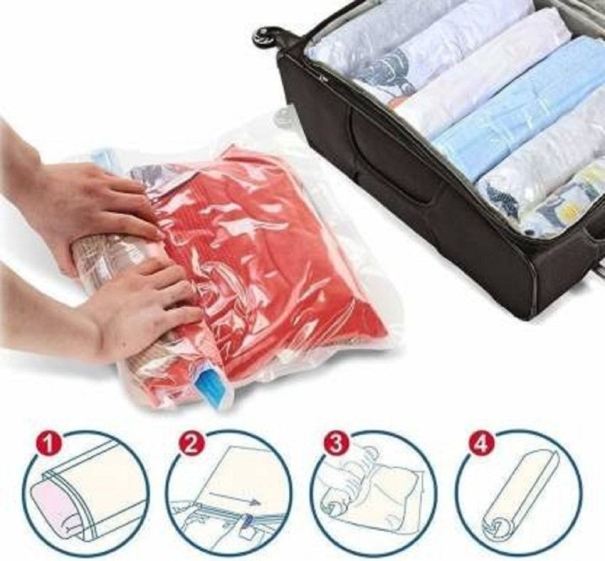 ALFONSIYAZ Vacuum Storage Reuseable Bags for Clothes with Ziplock