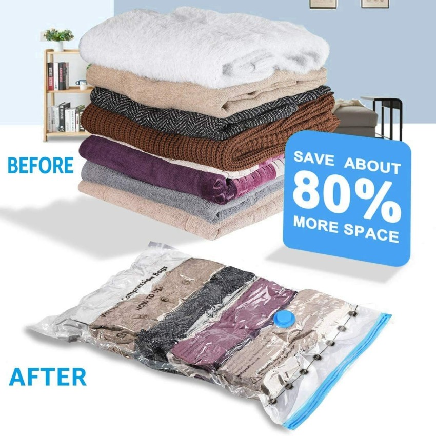 Vacuum Storage Bags Space Saver 80% More Compression Organizer Vacuum  Sealer Bags with Travel Hand Pump for Blankets Clothes