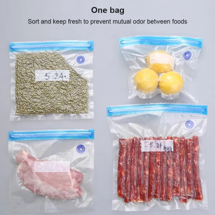 Food Vacuum Compressed Bag Kitchen Organizer Vacuum Reusable Freezer Bags  with Transparent Sealed Kitchen Storage Bags