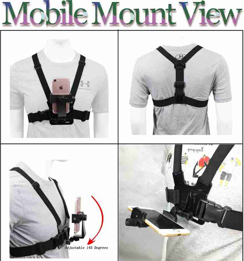 Adjustable Cell Phone Chest Mount Strap With Sports Camera Installation  Bracket Kit+rotatable Mobile Phone Bracket