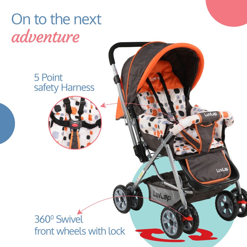 LuvLap Galaxy Stroller/Pram, Extra Large Seating Space, Easy Fold,  Baby/Kids, 0-3 years Stroller