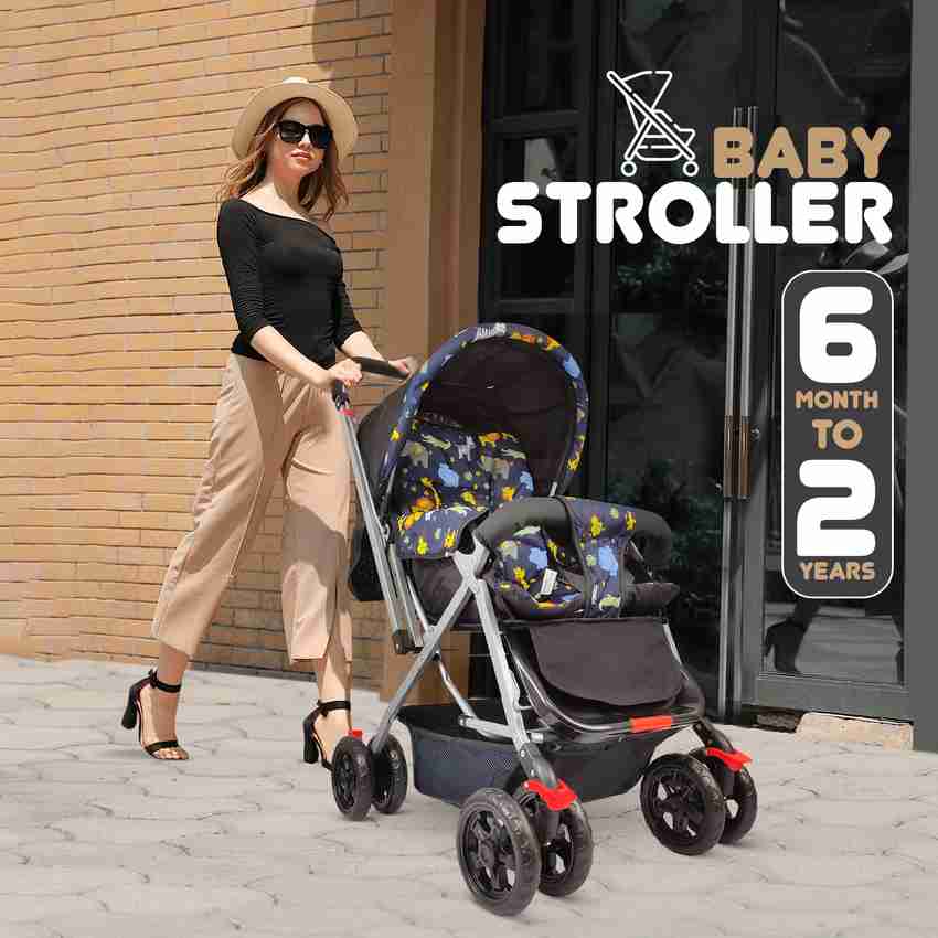NHR Baby Stroller for Baby with Safety Harness Spacious Cushioned
