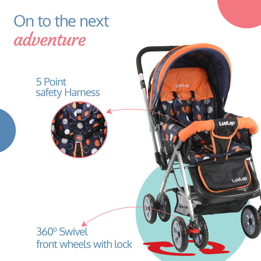 LuvLap Sunshine Stroller Pram Easy Fold for Newborn Baby Kids