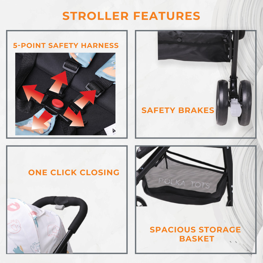 POLKA TOTS Elephant Printed Stroller and Car Seat Combo for Unisex Kids Travel system Buy Travel system in India Flipkart