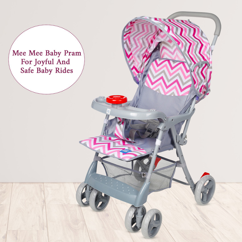 MeeMee Baby Stroller with Removable Feeding Tray Stylish Buggy for 0 3 Years Baby Kids Pram