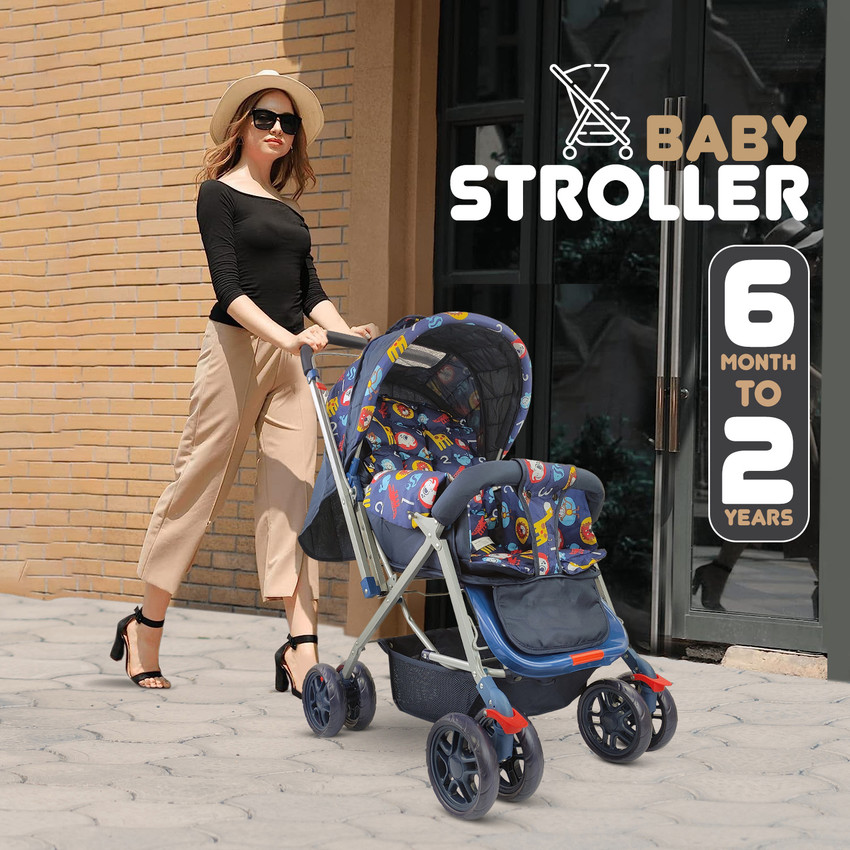 NHR Baby Stroller for Baby with Safety Harness Spacious Cushioned