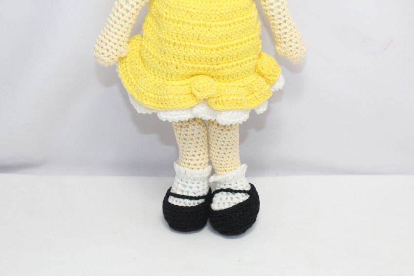 PH Artistic Handmade Amigurumi Crochet Small Yellow Frock Doll