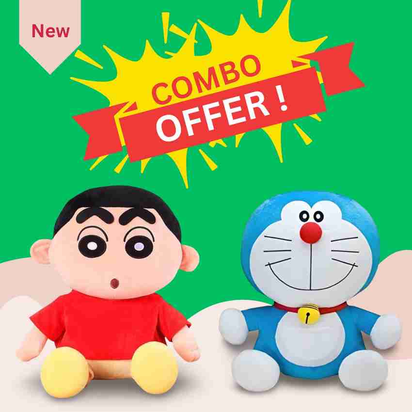 TEDDYHUBS cute stuffed soft toy doremon shinchan soft toy combo 34 cm