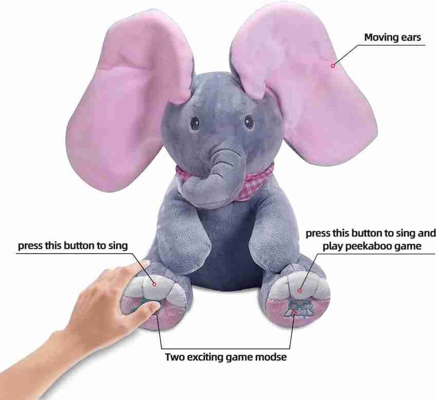 KIDOLOGY Peek a Boo Elephant Stuffed Animals Plush Toy for Baby Girl Boy Musical Toys 17 cm Peek a Boo Elephant Stuffed Animals Plush Toy for Baby Girl Boy Musical Toys