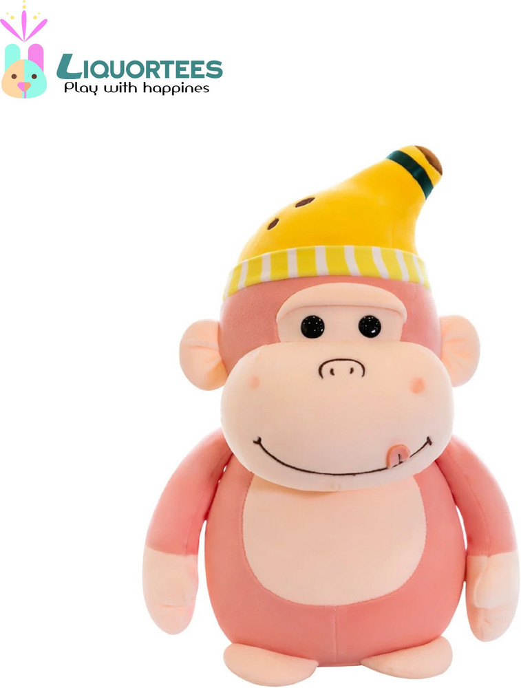 Liquortees Fluffy Yellow Cap Monkey Soft toy for girls home