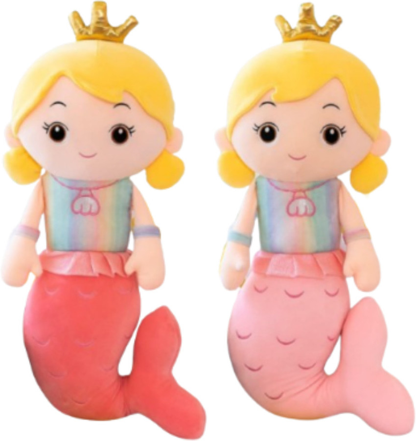 Liquortees 2Pcs Queen Princess Mermaid doll soft toy for girls