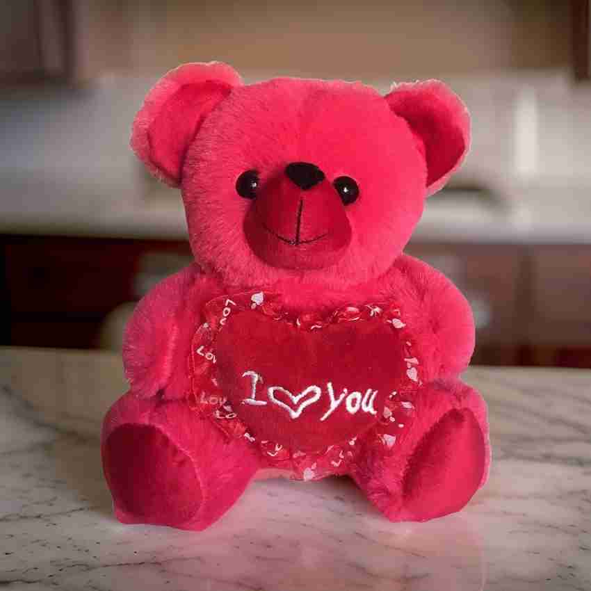 TEDDYHUBS I Love You Red Heart Teddy Bear Cute Small Teddy Bear for Valentine Day 20 cm I Love You Red Heart Teddy Bear Cute Small Teddy Bear for Valentine
